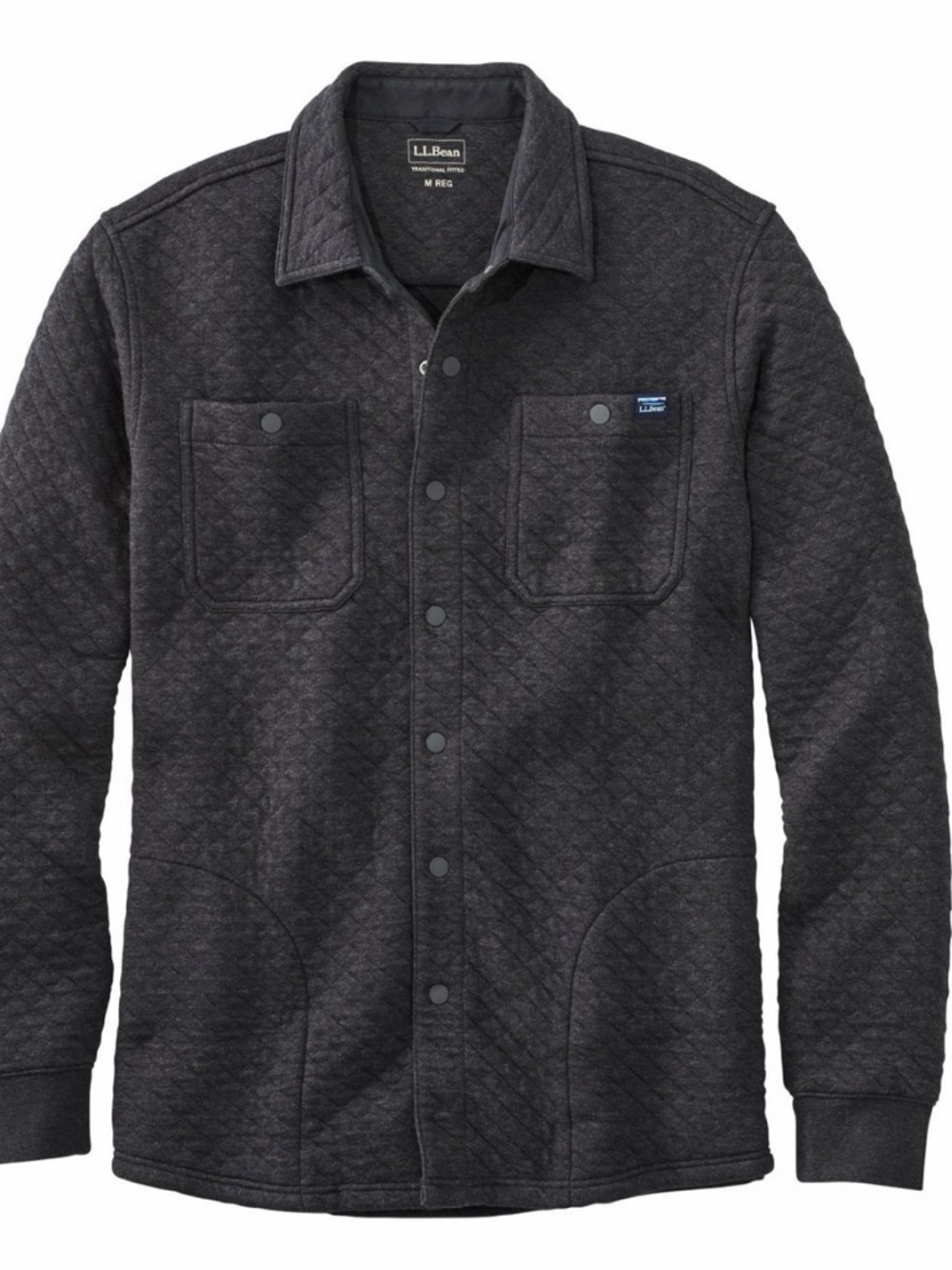 L.L Bean black quilted snap jacket shirt jacket size medium